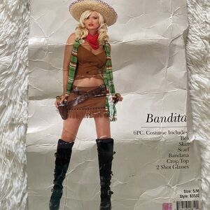 Adult costume size small medium brown color. Swede material